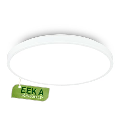 BRILONER - LED Deckenlampe mit EEK A Lichtquelle, neutralweißes Licht, 17,1W, 3900lm, Aludekor, LED Lampe, Deckenleuchte, Wohnzimmerlampe, Schlafzimmerlampe, Küchenlampe, Flurlampe, 38x6 cm, Weiß