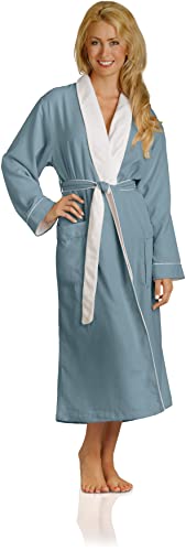 Plush Necessities Bata de spa de lujo, microfibra con forro de rizo de algodón, agua, XXL