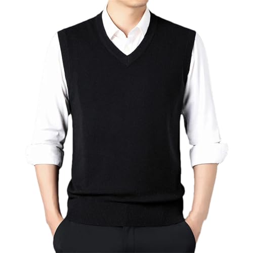 Mnjyihy Men Casual V-Neck Sleeveless Sweater Vest Spring Fall Solid Wool Knit Pullover Vest
