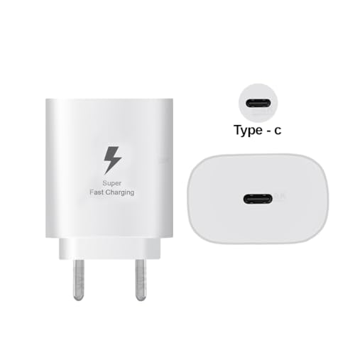 Image of MAK 25W Charger for Samsung Galaxy M15 5G Type C Charger Adapter Compatible with Galaxy M15 5G Charger, 25 Watt USB Type C to C Pd Charging Adapter C Type, White