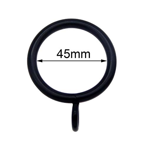 Julie Wang - Juego de 10 Anillas de Cortina de Hierro duraderas, Color Negro, 45 mm de diámetro Interior, 4 mm de Grosor, Barra de Cortina de Gasa con Anillas para Colgar