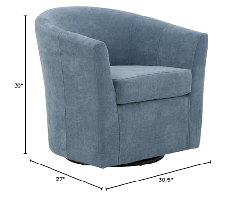 Sillón giratorio con tapizado de tela azul claro miniatura 2