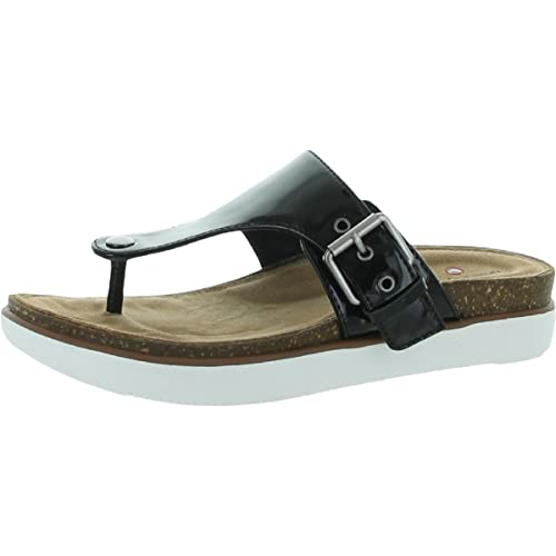 Clarks Women's Elayne Step Flip-Flop, Black Patent Leather, 10 #TOP20