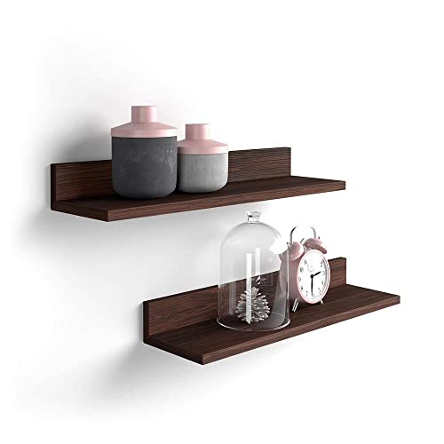 MOBILI FIVER, Paire d'étagères Rachele, 60 cm, Wengé, Mélaminé, Made in Italy