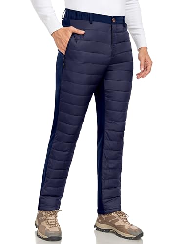 Little Donkey Andy Men's Lightweight Puffy Pants Quilted Puffer Ski Insulation Pants for Winter Snow Fleece Lined Classic Blue M