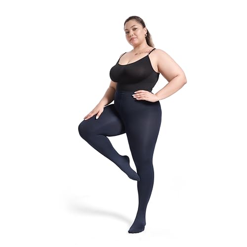 Image of Frola Plus Size Fleece Lined Tights Women Winter Warm Thermal Tights, 11+ Colors High Waisted Opaque Pantyhose