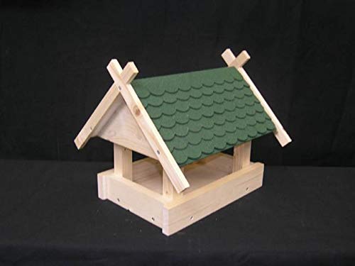 Vogelhaus klein grün Manufaktur Martinshof Länge: 32,00 cm Breite: 29,00 cm Tiefe: 27,00 cm Futterhaus Bausatz, hergestellt in der Werkstatt für behinderte Menschen in Deutschland