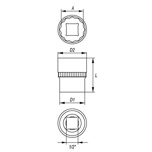 Image of Yato YT-1272 Bihexagonal Socket of Size 10mm & Length 38mm Suitable for 1 /2 inch drive Socket Wrench Set |DIN3121 CrV Chromium Satin Plated Steel|Socket Tool Box|Use: Mechanical Tools|Industrial tool