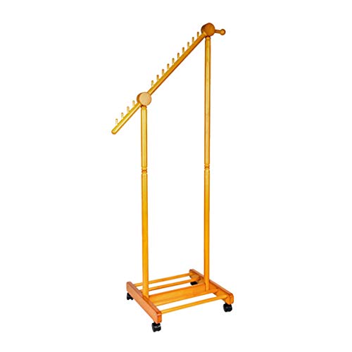 Garderobenständer Stehen Geneigte Rod Coats Rack-Flur Schlafzimmer Home Use Gummi Holz Pulley Mobil Wohnzimmer Einfache Halle Kleiderbügel 155X45X117cm (Color : Wood Color) Cover