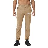 YuKaiChen Men's Water Resistant Ripstop Cargo Pants, Lightweight Hiking Travel Pants-Resilient Waist