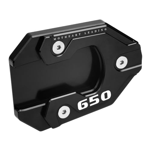 MotHeart Soporte lateral base de aluminio para Vulcan S 650 (VN650) 2015-2024 Plato de apoyo de estabilidad para motocicleta Placa de pie de soporte lateral Pata de patada Refuerzo Accesorio (Negro)