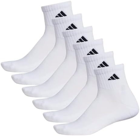 adidas Men's Athletic Cushioned Quarter Ankle Socks (6 Pairs) Durable & Comfortable, White/Black, Large — view 7