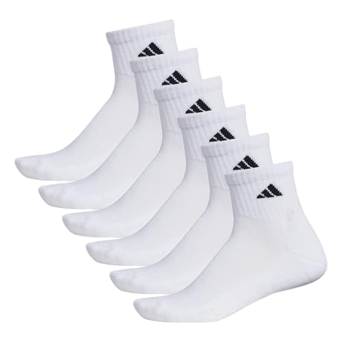adidas Men's Socks, Athletic Cushioned Quarter 6-Pack, Ankle Fit with Arch Support