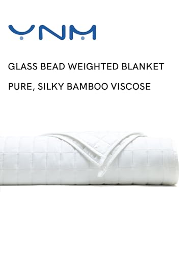 Image of YnM Cooling Weighted Blanket for Adults, 15lbs Heavy Bed Throw for One Person of 140lbs, Perfect for Hot Sleepers or Warm Climates with Cooling Rayon /Glass Beads(60x80 Inches,Queen Bed, White)