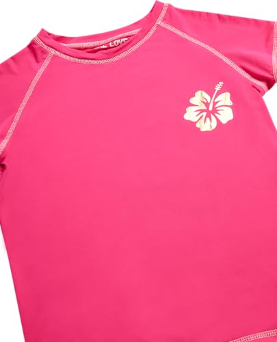 Image of Real Love Toddler Girls Rash Guard - Quick Dry Sun Protection Swim Shirt Girls Short Sleeve Rash Guard Kids Swim Top (2T-16)