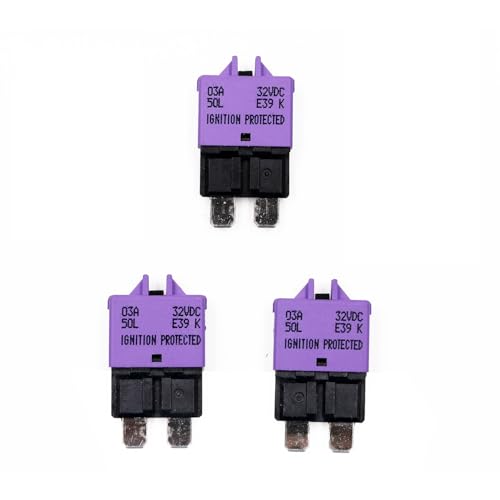 12V 24V 3A Fuse Circuit Breaker ATO ATC Low Profile Manual Reset Standard Blade Fuses 3 Amp Resettable Breakers for Car Automotive RV Truck Solar Boat Motorcycle, max 32V DC, UL, 3 Pack