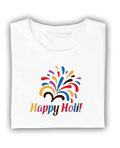 Image of Decor Production Men's /Women's Regular Fit -Colourful - Holi Tshirt Shirt for Men /Women Printed Round Neck Tshirt || Mens /Womens Tshirts Polycotton Half Sleeve