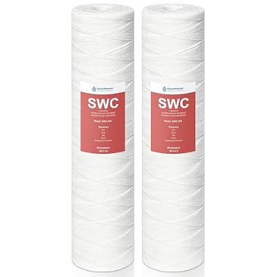 5 Micron 4.5" x 20" Whole House String Wound Sediment Water Filter Cartridge, AquaWeaver Whole House Sediment Well Water Filter Replacement for Well Water, Compatible with WP5BB20P, 2-Pack
