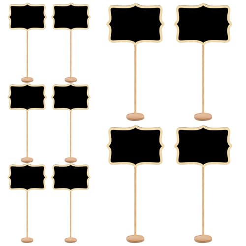 Mini signo de pizarra 10pcs Etiquetas creativas de alimentos de madera para fiestas Buffet Señal decorativa de pizarra multipropósito con soporte para buffet, puesto, tienda minorista, PartyChalkboar