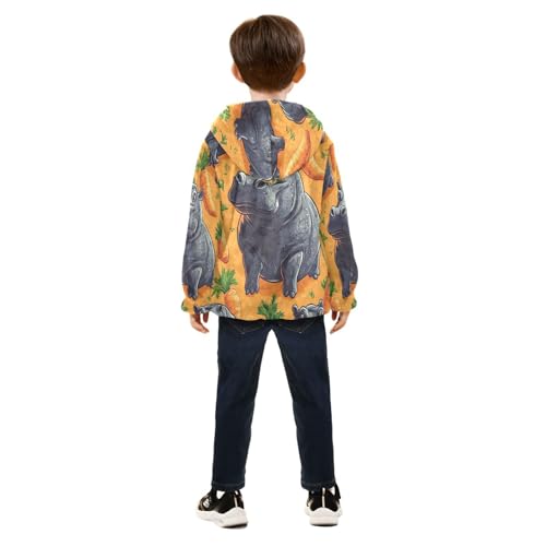 Hippo Carrot Toddler Fleece Jacket Girl Boys Hooded Fleece Jacket Coat Warm Outwear Zip-up 3-10T4