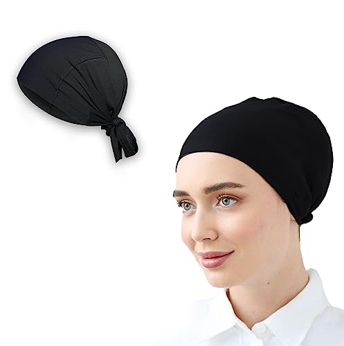 ESERRA Women Under Scarf Hat Hijab Cap Islamic Hijab Undercap Hijab Bonnet Cap Muslim Inner Beanies Hat Underscarf Turban (Black)