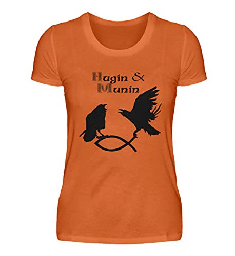 T-shirt coton femme orange Hugin & Munin L résistant aux lavages pour peau sensible