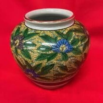 九谷焼 花瓶 陶福作 角福印 花瓶高さ約22 cm口部約12 Cm三方割
