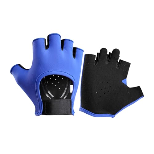 Avejjbaey Sport Halbfinger Laufhandschuhe Blau Schwarz