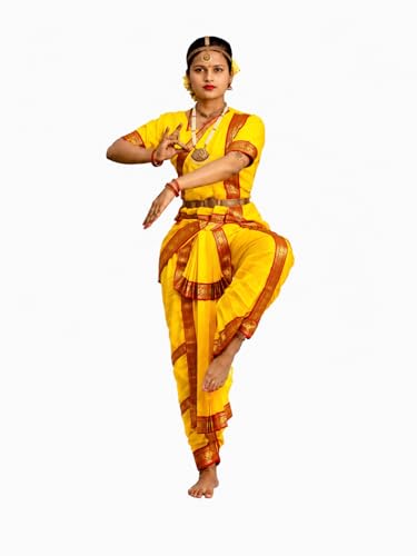 Image of Culture Creation Girls Bharat Natyam Dance Dress | Bharat Natyam Classical Dance Costume for Girls Fancy Outfit Competitions /Annual Functions /School Events
