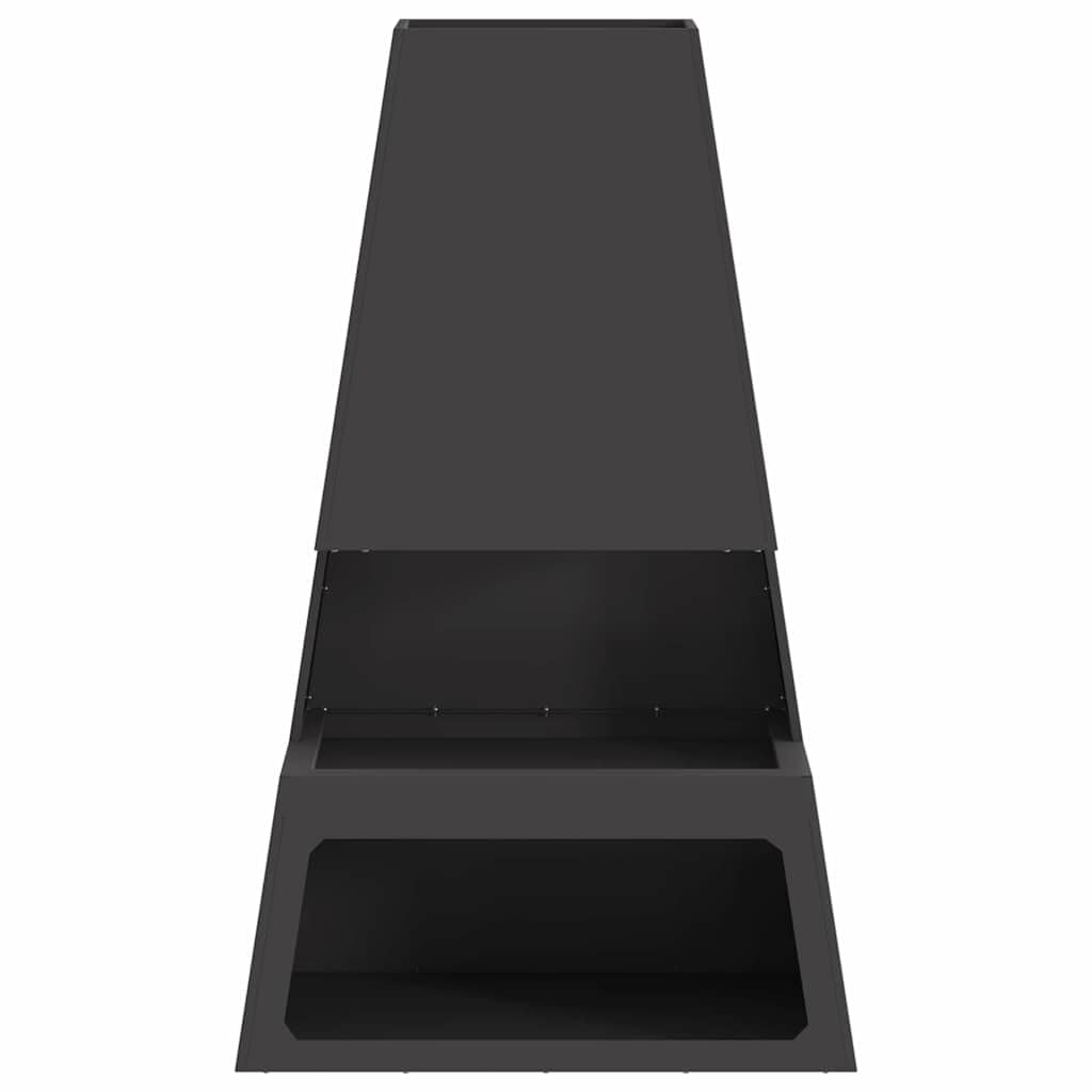 Mangloder Brasero noir en acier 60 x 35 x 100 cm pour jardin et terrasse autoportant, extérieur, chaleur, flamme, bois de chauffage, décoration, durable et résistant aux intempéries