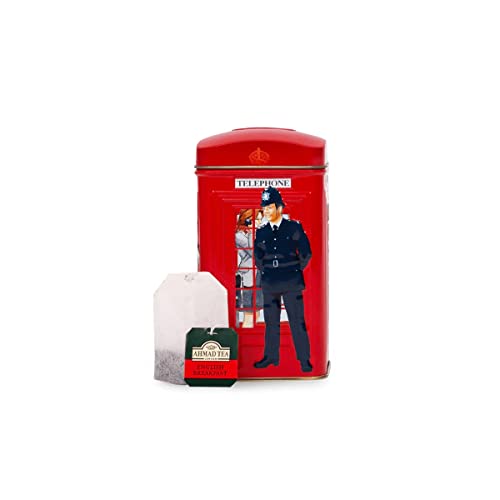 Ahmad Tea London Telephone Box Caddy Gift Tin, 20 Teabag, English Breakfast #TOP3