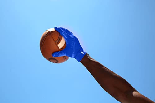 Elitetek Kids Rg-14 Super Tight Fitting Football Gloves - Youth Sizes - Easy Slip On Design No Wrist Strap (Royal Blue, Youth Xs) #TOP4