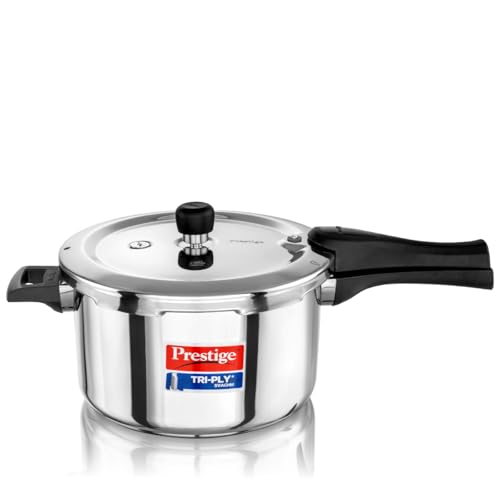 Prestige 5 Litre Triply Svachh Outerlid Pressure Cooker|Deep lid for spillage control|Gas & Induction Compatible|Triply body for even heating|Gasket R