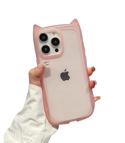 Sunswim Funda compatible con iPhone 15, diseño de orejas de gato 3D Kawaii para niñas y mujeres, transparente, flexible, suave, TPU, transparente, a prueba de golpes, funda protectora para iPhone 15,