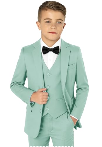 Image of Boy Suits 5 Pieces Formal Suit Set with Adjustable Waist Kids Dress Suit for Wedding Prom