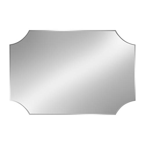 DesignOvation Reign Frameless Rectangle Scalloped Beveled Mirror