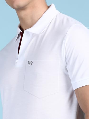 Image of Lux Cozi Men's Half Sleeve Soild Casual Regular Fit T-Shirt with Chest Pocket | Polo Tshirt for Men