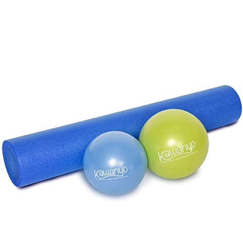 KAWANYO Fitness Set 2 Mobilitybälle mit Yoga & Pilatesrolle Mobility Cover