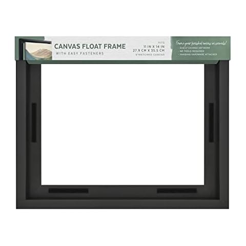 MCS Canvas Float Frames 11x14 Frame, Black Frame for Finished Canvases, Vertical & Horizontal Wall Hanging Large Frame with Adhesive for Canvas Paintings (1-Pack) Cover