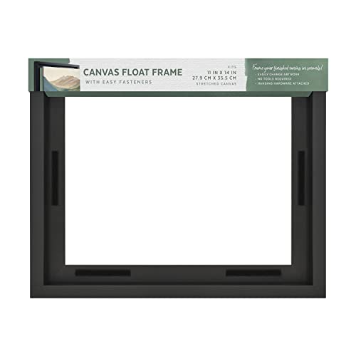 MCS Canvas Float Frames 11x14 Frame, Black Frame for Finished Canvases, Vertical & Horizontal Wall Hanging Large Frame with Adhesive for Canvas Paintings (1-Pack) by MCS - Used condition - US$17.93