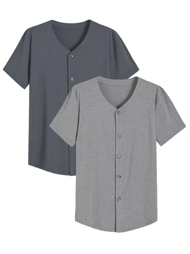 Image of Latuza Men's Bamboo Viscose Button Down Pajama Shirt 2 Pack