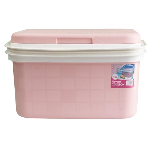 KROWN - Nevera Portátil Térmica, Color Rosa Pastel, Polipropileno, Ideal para Actividades al Aire Libre en el Jardín, Camping, Barbacoas, Picnic, Playa, Capacidad 16L