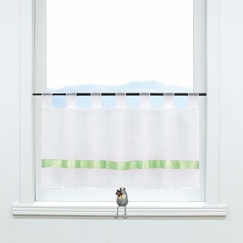ESLIR Panel Curtain with Tabs Kitchen Bistro Curtains Transparent Curtains Short Curtain Modern Voile Pack of 1
