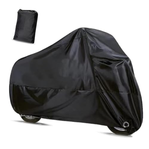 JawGrew Motorcycle Cover, Waterproof Outdoor Polyester Full Body Cover, 190T Foldable Motorcycle Protective Cover Replacement, Suitable for Most Cars and Motorcycles (Black)