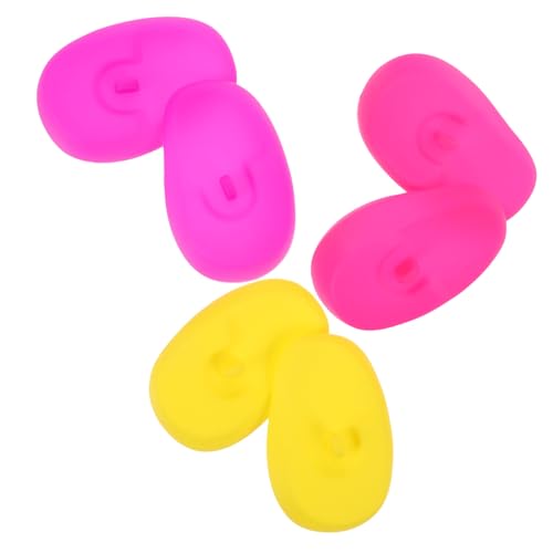 POPETPOP 3 de Oídos de Silicona para Tinte de Cabello de Fundas de Oído para Peluquería Casa y Salón Colores Brillantes Rojo Amarillo