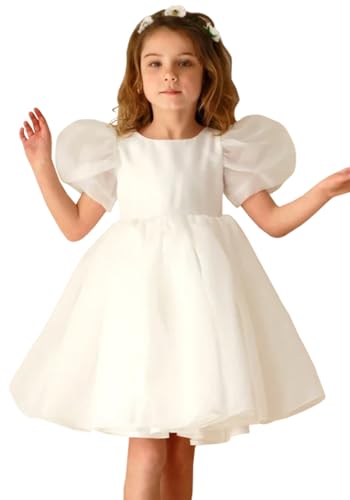 Flower Girl Dresses for Wedding Toddler Cute Short Sleeve Organza Prom Puffy Ball Gown for Girls Formal Party T028
