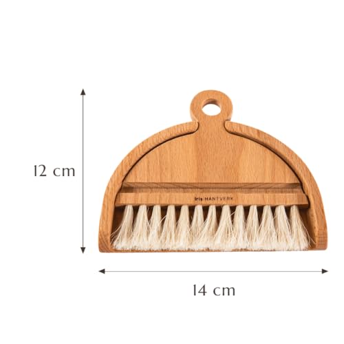 Tischbesen-Set - 2-teilig, klein und handlich, perfekt für Krümel und Brösel auf dem Esstisch oder der Küchen-Arbeitsplatte, Handfeger & Schaufel aus Holz, kleines Kehr-Set, Tischdecken-Bürste