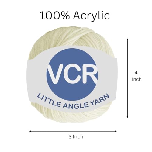 Image of VCR 4 Ply Off White Little Angle Yarn, 25 Grams, 92 Meters Length, 100% Acrylic Soft Baby Knitting Yarn for Crochet, Newborn Sweaters, Soft Baby Socks, Mittens and Leggings, Pack of 1