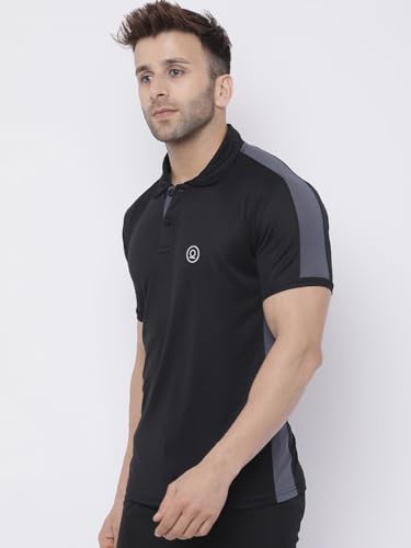 Image of CHKOKKO Men's Active Sports Wear Polo Half Sleeve Gym Tshirt with Button Collar Quick Dry Breathable Perfect for Workout Running Regular Fit Pack of 2