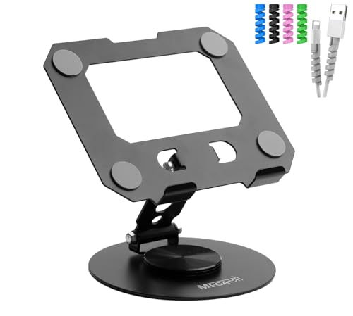 Image of MegaStro Tablet Stand | Heavy Duty |Carbon Steel, 360 Rotation, 180 Tilt | Foldable, Ergonomic Design | Universal Compatibility for iPad, Samsung, Lenovo, OnePlus & All 7-13 inch Tablets